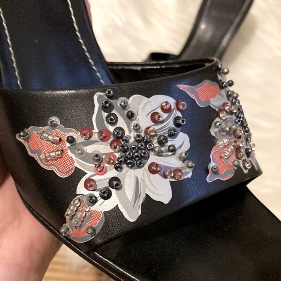 Arturo Chiang Square Toe Leather Wedge Slides GUC SZ 8 1/2 - Picture 7 of 10